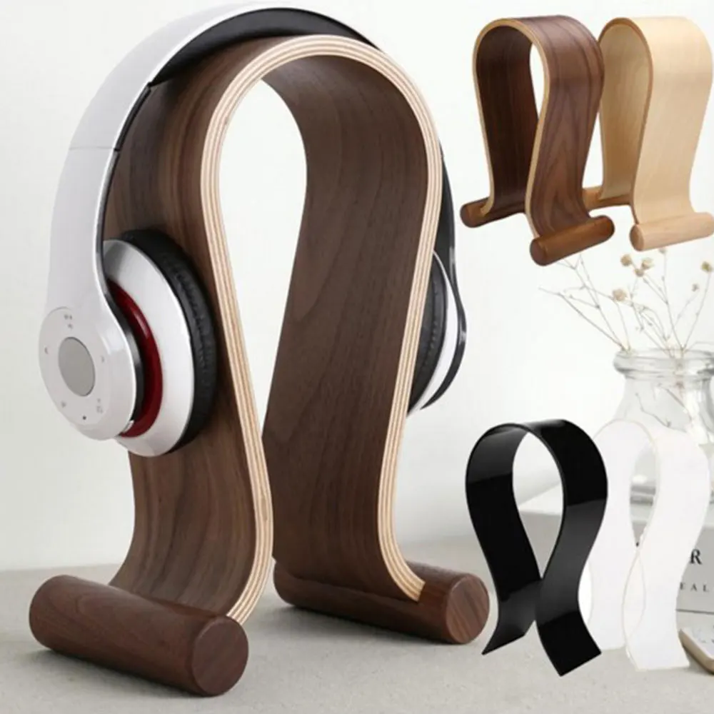 Universal U Shape Wood Headphones Stand Holder Earphone Hanger Wooden Headset Desk Display Shelf Rack Stand Bracket