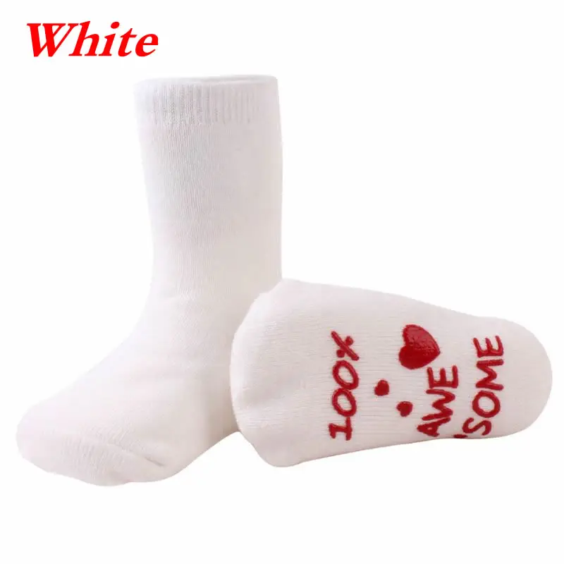 White Носки для новорожденных теплые хлопковые нескользящие забавные носки с буквенным принтом для мамы, носки "папа" для одежда для малышей мальчиков и девочек От 0 до 1 года - Цвет: White