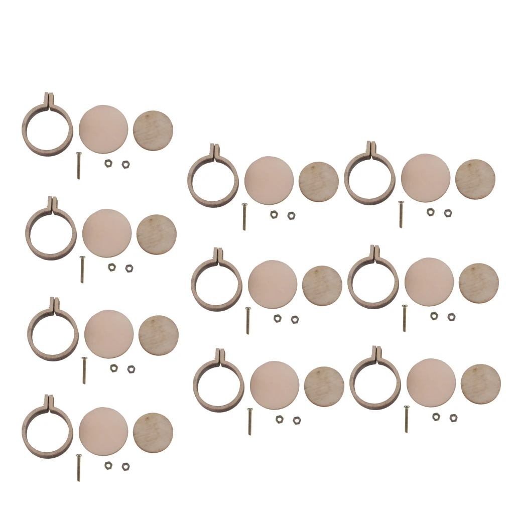 10pcs Mini Embroidery Hoop Wooden Cross-Stitch Frame DIY Crafts Accessories