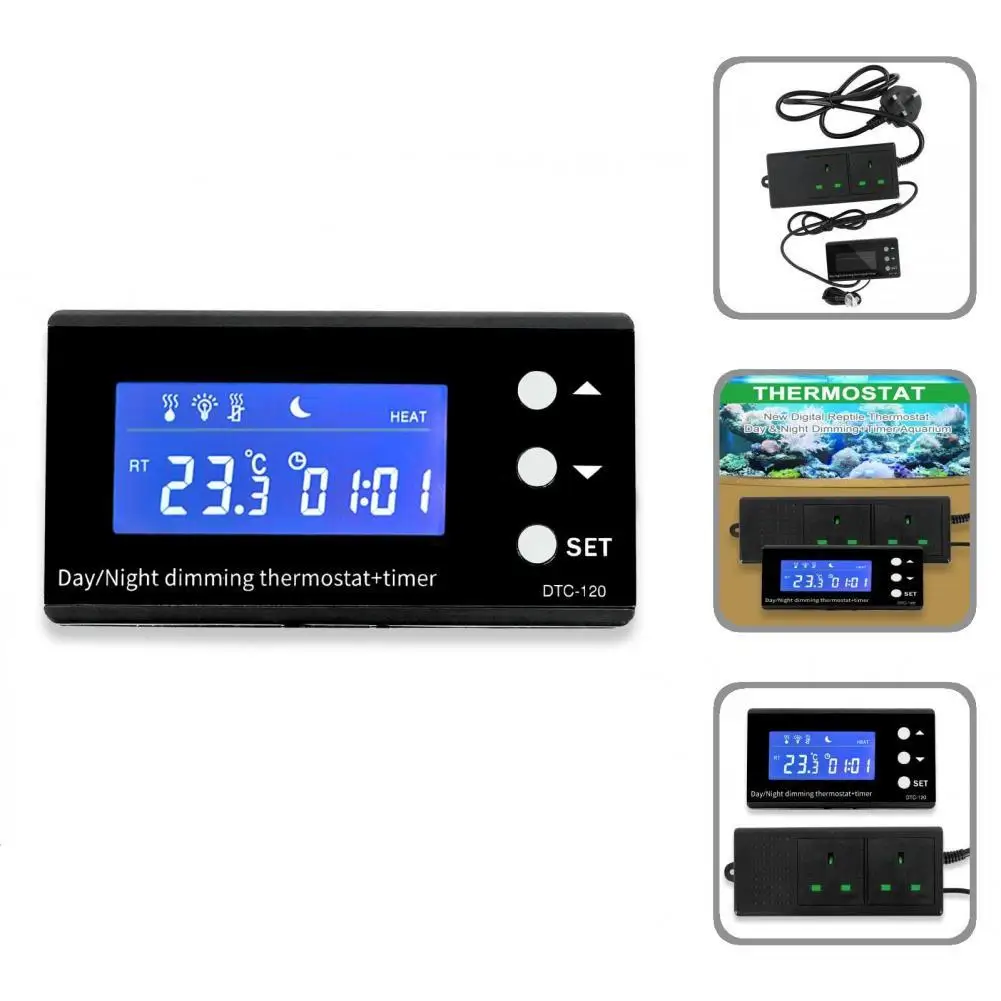 Reptile Thermostat Versatile Day/Night Dimming Digital Thermostat Timer