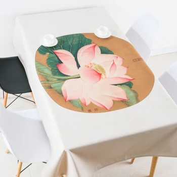 

New Chinese classic flower lotus table cloth linen tablecloths cover towel thick rectangular antependium dining hall decoration
