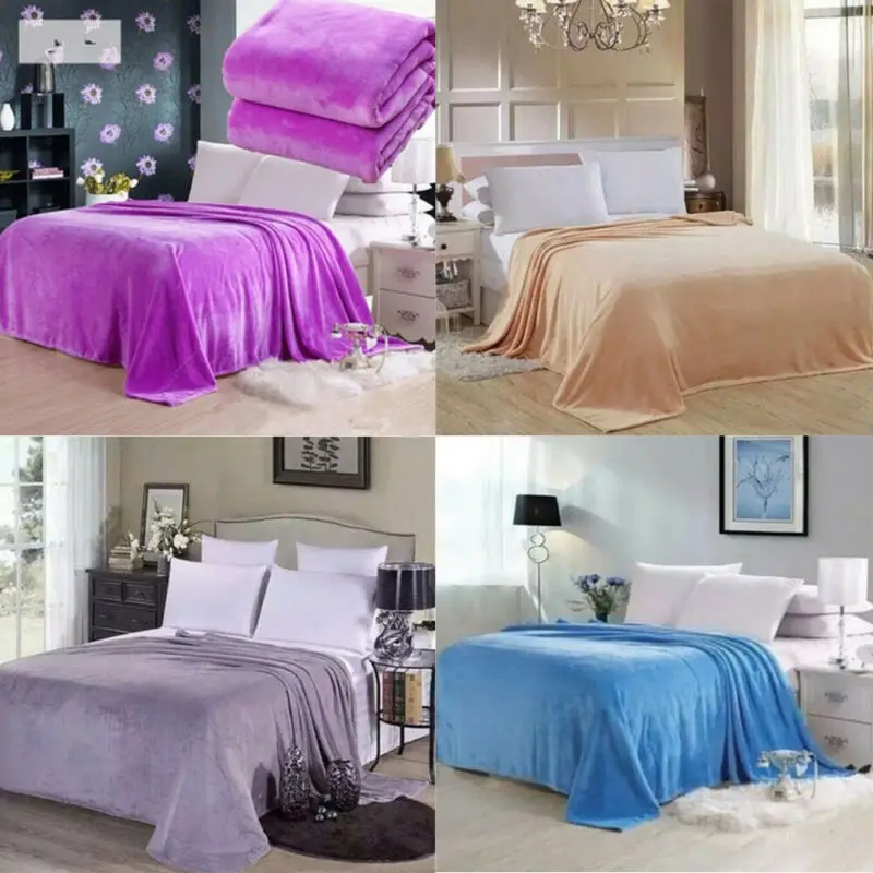 

New Super Soft Warm Solid Warm Micro Plush Fleece Blanket Throw Rug Sofa Bedding Blankets 50x70cm