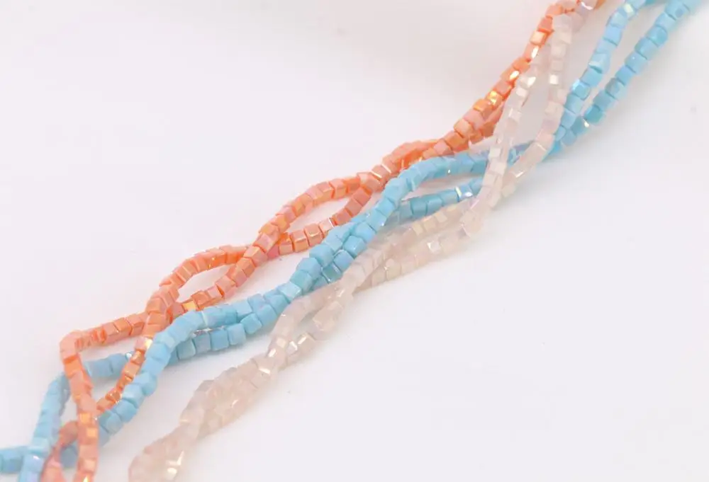 Красочные квадратные хрустальные бусины с покрытием 2 мм искусственная