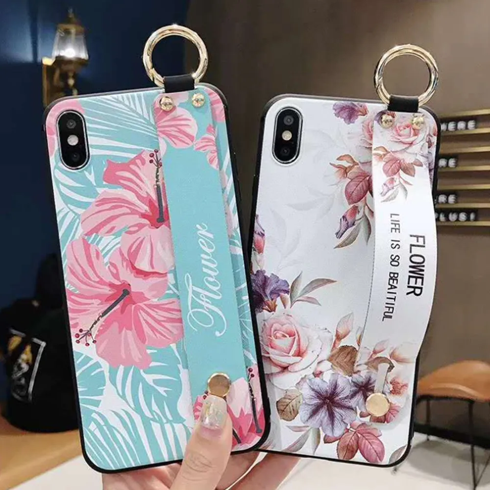 

GCWXRO Floral Wristband Case For Huawei P10 P20 P30 Pro Mate 10 20 Nova 3 3i 4 Luxury Flower Cover For Huawei P30Pro Mate20 Pro