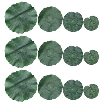 

12 Pcs/1 Pack Lotus Leaf Artificial Leaves Decorative Leaf Performance Party Ornament Fish Tank Pond Lotus Leaf (10cm, 17cm,20cm