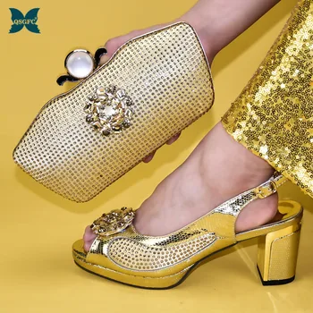 

Newest Wedding African Shoes with Bag Matching Set in women shoes heels Italian design Shoes Nigerian Shoes With Evening Bag