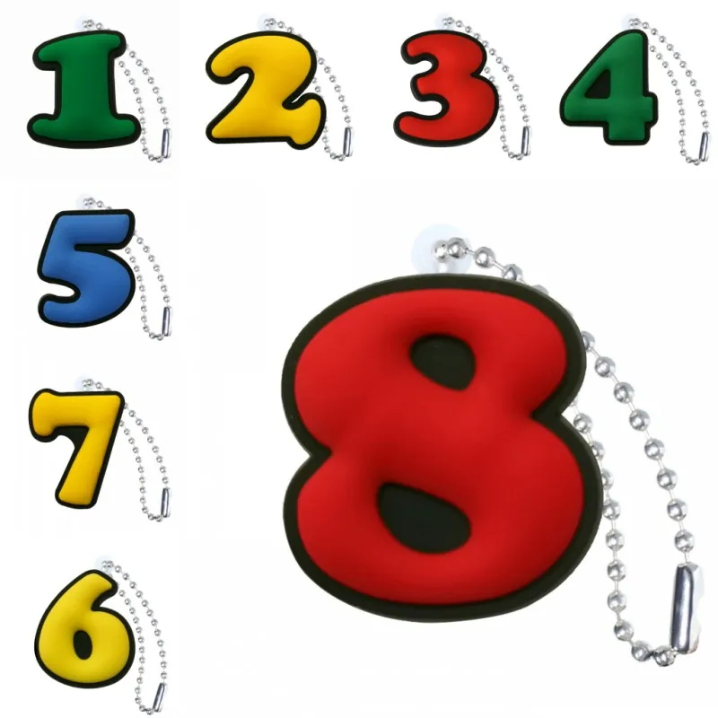 Брелок для ключей из ПВХ цепочка с цифрами и символами брелок шариками подарок на