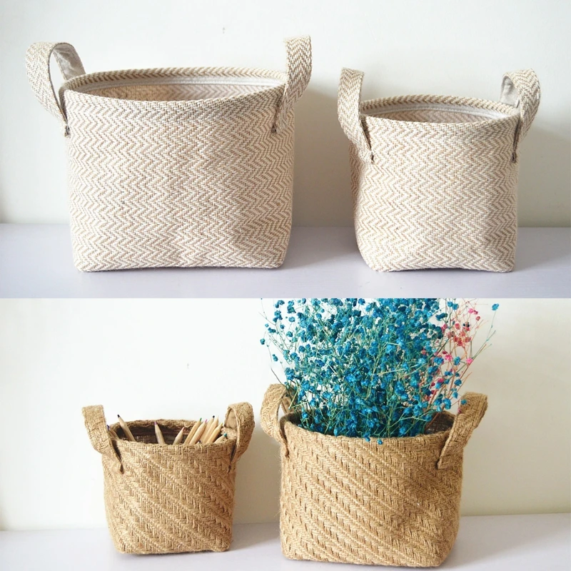 Braided Storage Basket Jute Rope Storage Bin Jute Storage Basket