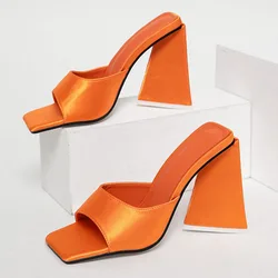 Summer Style Women's Green Orange Sandals High Heels Ladies Sandals Open Toe Non-slip Slippers Party Pumps Comfortable and Light