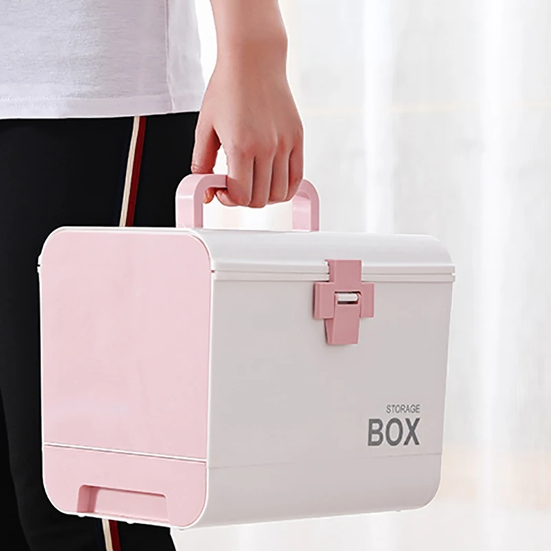 Medicine Box First Aid Kit Storage Box Plastic Container Emergency Kit Portable Multi-Layer Large Capacity Storage Organizer