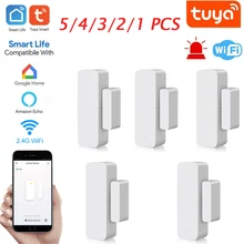 Détecteur de porte connecté Tuya, détecteur d'ouverture/fermeture de porte, wi fi, alarme domestique, Compatible avec Alexa, Google Home, application Tuya Smart Life