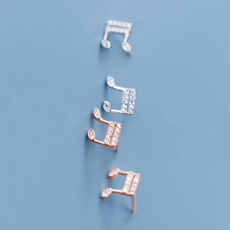 

Exquisite Korea 925 Sterling Silver Stud Earrings Cubic Zirconia Music Note Earring For Women Girls Oorbellen Zilver 925 2019