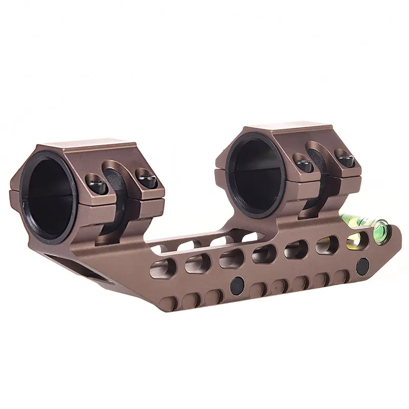 Tan One Piece Picatinny Scope Mounts 25.4mm/30mm Double Rings Hunting Scope Adapter Fits 20mm Weaver Picatinny With Bubble Level rifle scope mount rifle scope mount ring scope mount adapter picatinny rail accessories rail adapter scope bubble level