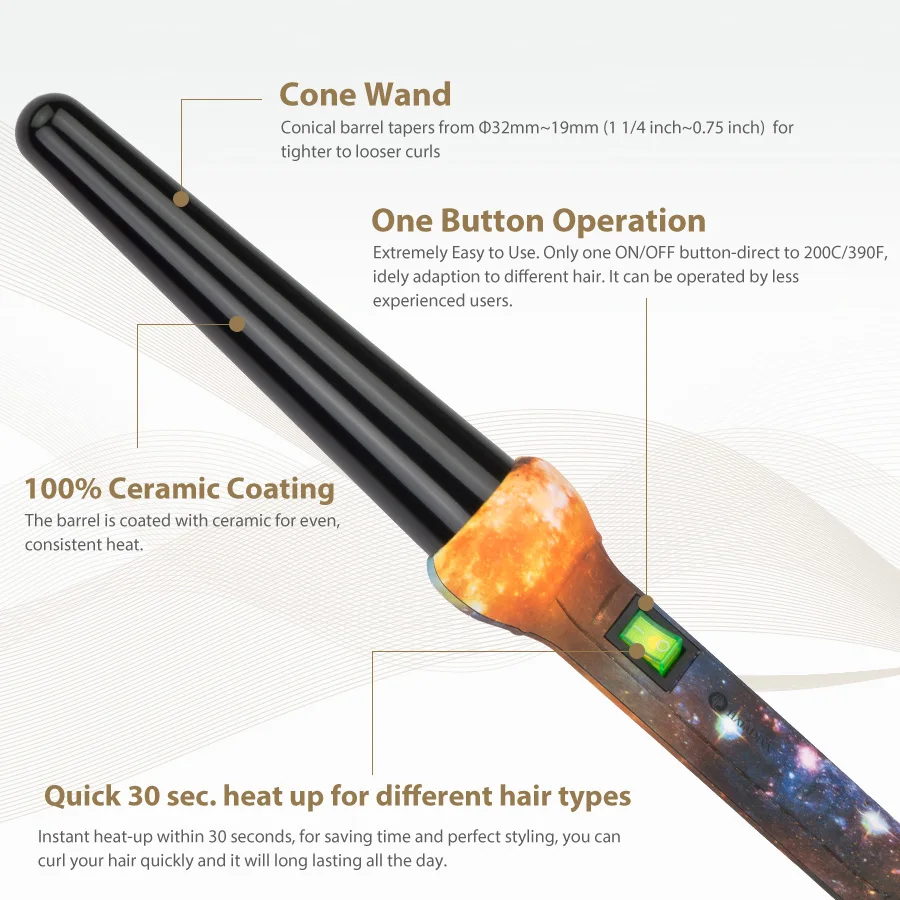 Пре продажа HairDiva щипцы для завивки волос Waver конус электрические бигуди
