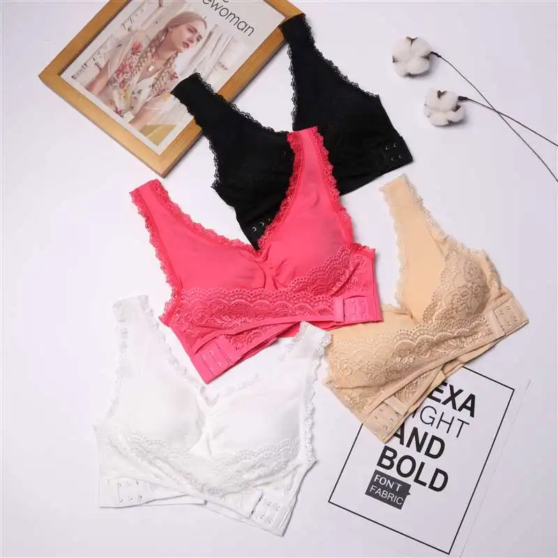 VIP Link для M-3XL, женское нижнее белье, сексуальное женское белье, кружевной однотонный, беспроводной, с перекрестной боковой пряжкой, дышащий, Активный бюстгальтер