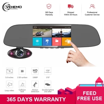 

Android HD 1080P Car Dvr Camera Auto 5Inch Rearview Mirror Digital Video Recorder 3 Lens Registratory Camcorder with GPS wifi