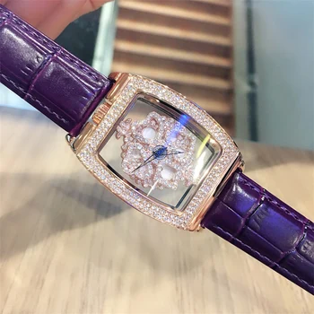 

2019 New Hot Selling Couple Watch Full Star Watch Full Diamond Roating Hollow Flower Dial Waterproof Quartz Watch