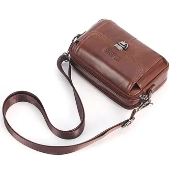 

Quality Original Leather Male Casual Shoulder Messenger Bag Small Phone Bag Men's Crossbody Bag 7'' Fashion Designer Bag 3 style