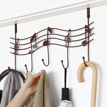 

Over The Door Hanger Rack 5 Hooks Home Office Bathroom Coat Towel Musical Note _WK