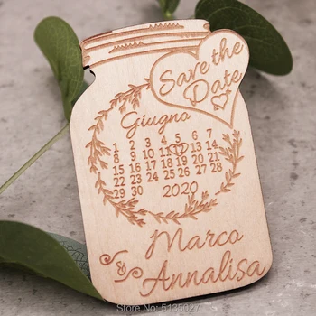 

Calendar Mason Jar Save the date with paper and envelope save the date wedding save the date magnet wood save the date rustic