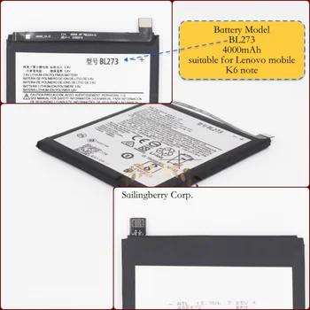 

Battery suitable for Lenovo-mobile K6 note with battery model BL273