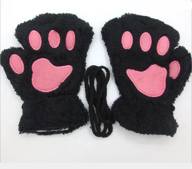 Cat scratch gloves for office workers in winter warm Plush close to the skin soft and silky student girls write conveniently 