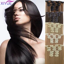 24 дюйма 6 шт шелковистые длинные прямые синтетические 16 клипс в шнурке шиньоны для девочек Наращивание волос Высокая температура волокна волос