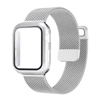 Correa de cristal para Apple Watch, banda de 38mm, 40mm, 42mm y 44mm, Protector de pantalla, funda y accesorios de cinturón, pulsera de bucle magnético para IWatch 7, 6, 5