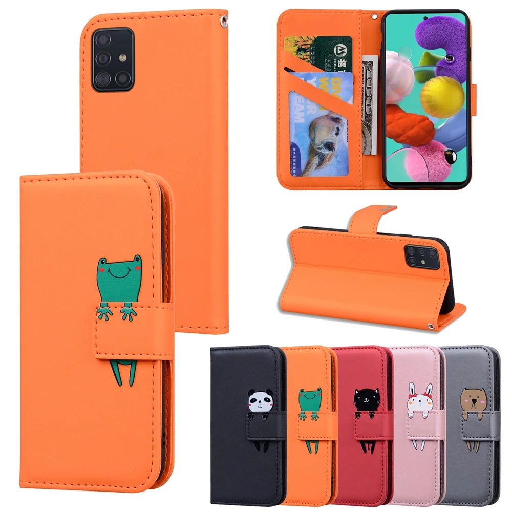 Для Etui Samsung Galaxy A51 A71 чехол с мультяшным рисунком кожаный флип для телефона