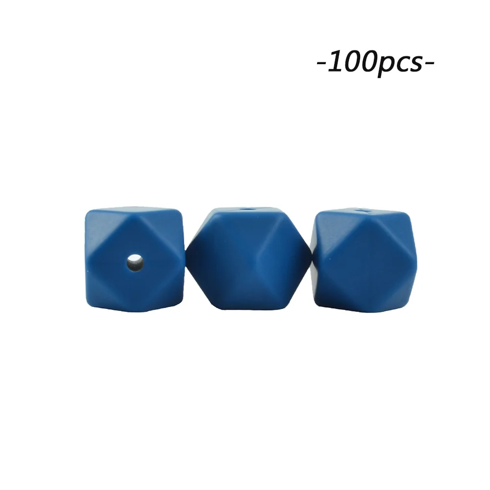 LOFCA 100 шт мини шестигранные силиконовые бусины 14 мм детский прорезыватель BPA Бесплатные ожерелья своими руками пустышки цепи Прорезыватели для зубов - Цвет: vivid blue