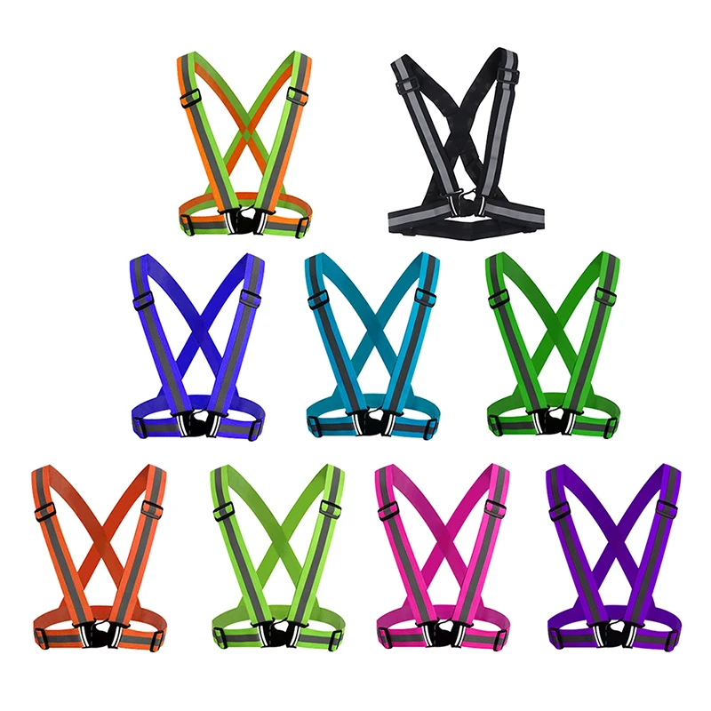 Chaleco de seguridad ajustable reflectante, reflectante, visibilidad, a rayas, para montar en bicicleta nocturna, deportes de ciclismo, 1 ud.