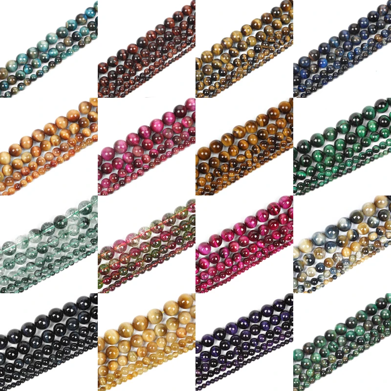 Factory Price Tiger Eyes Natural Stone Beads For Jewelry Making Round Loose DIY Bracelets Necklaces Pick Size 4/6/8/10/12 MM | Украшения и