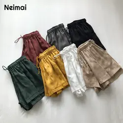 Neimai корейский Harajuku женские шорты на шнуровке повседневные Летние Pantalon Corto Mujer Verano с высокой талией для Feminino Spodenki Damskie