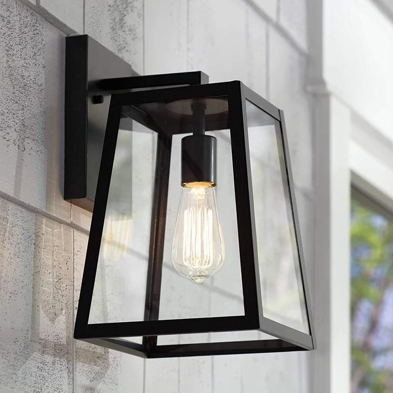 ABUI-наружный настенный светильник прозрачная стеклянная Ретро лампа подходит для дома крыльца патио колода