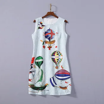 

European and American women's clothing 2020 summer new style Hot air balloon studded with sequins Sleeveless dress