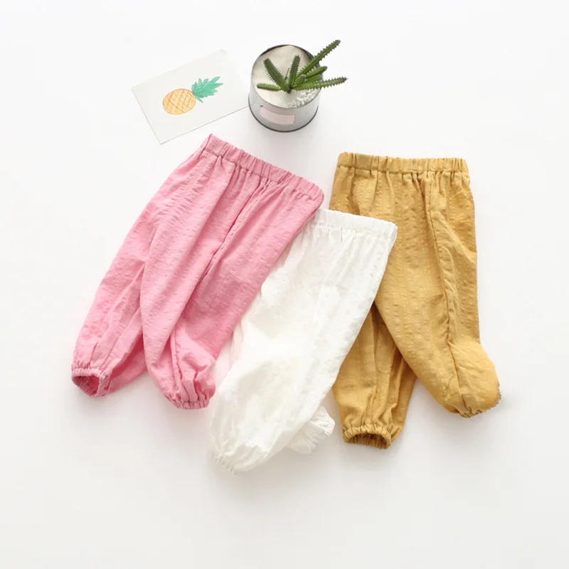 Новинка года, Летние Стильные Детские противомоскитные штаны-фонарики для девочек Однотонные Свободные Штаны для мальчиков и малышей