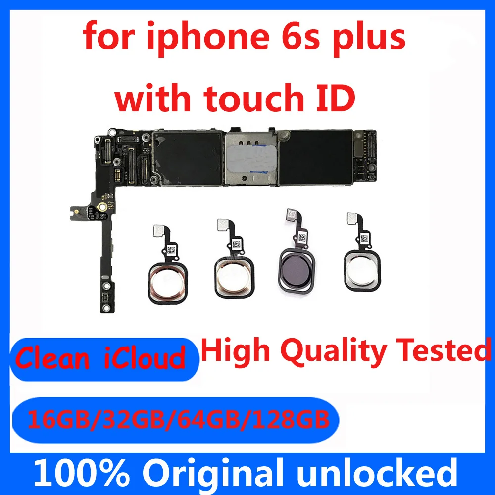 

16GB 32GB 64GB 128GB for iphone 6s plus 6sp Mainboard Original unlocked with / without Touch ID for iphone 6s plus Motherboard