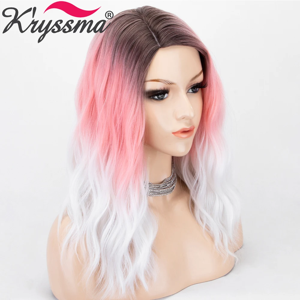 

Short Bob Synthetic Wigs For Women Colorful Rainbow Cosplay Wigs Deep Wave Ombre Brown Pink White Women's Wigs Heat Resistant