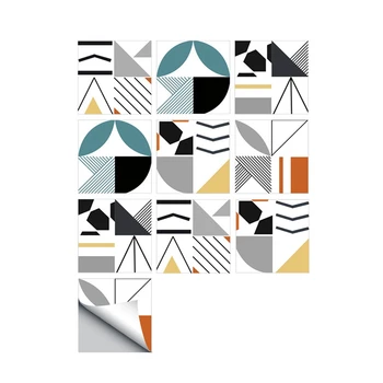 

10 Pcs Creative Geometric Stickers Self-Adhesive Kitchen Backsplash Tiles Sticker Home Bathroom DIY Decoration Waterproof Wall