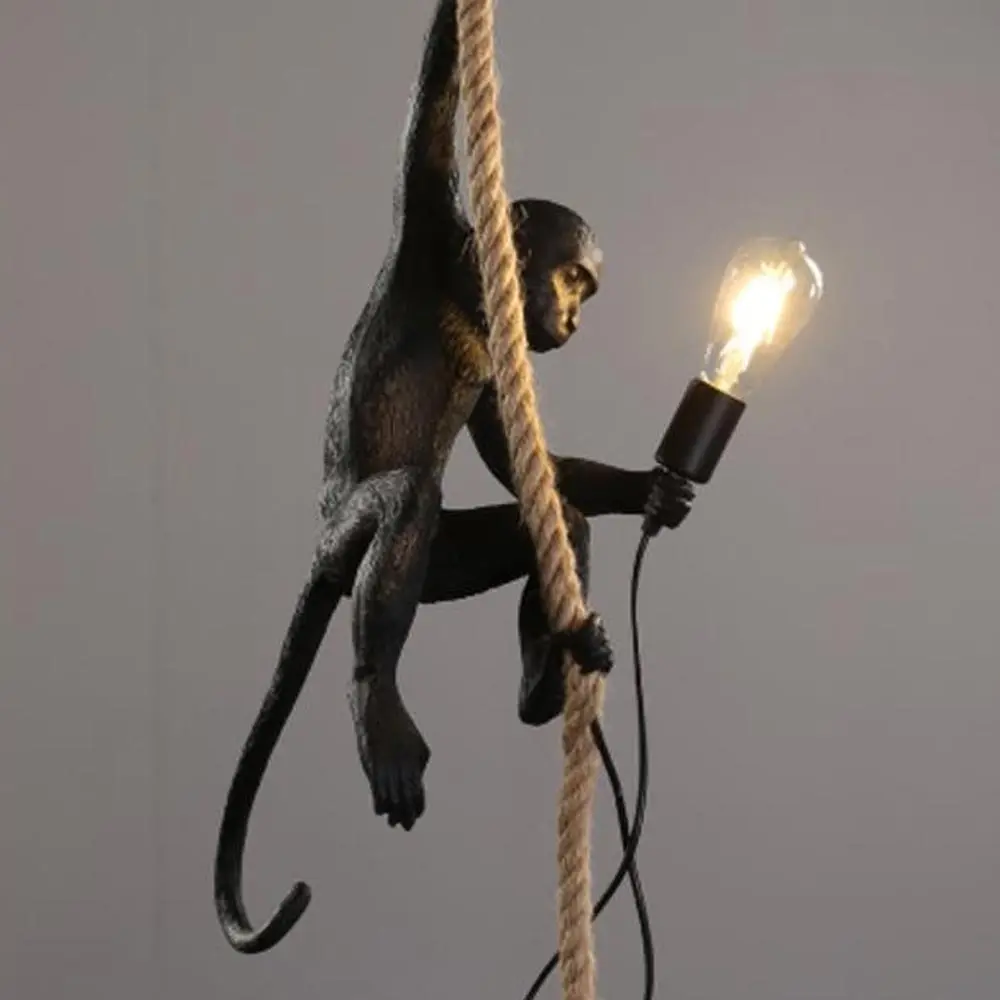 Светодиодный подвесной светильник в виде обезьяны из смолы SELETTI черные белые - Фото №1