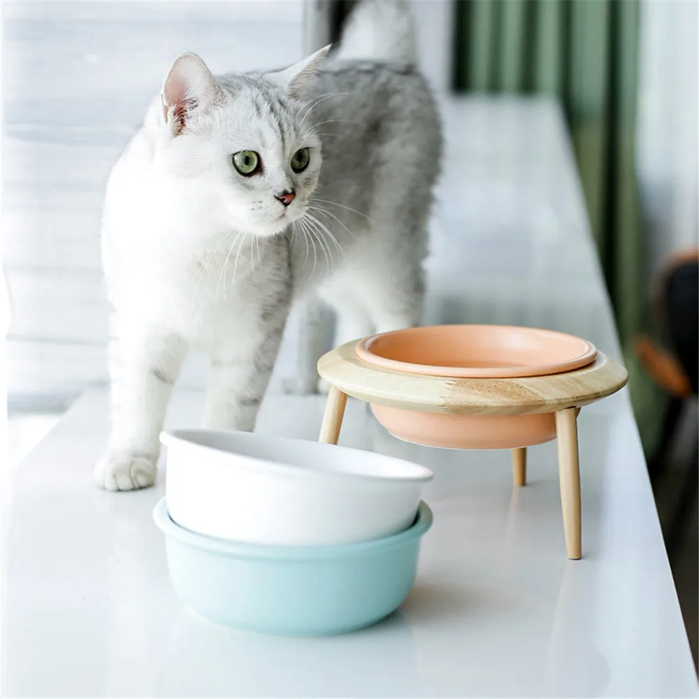 Элегантный синий Керамика миска для кошки Универсальный Pet употребление