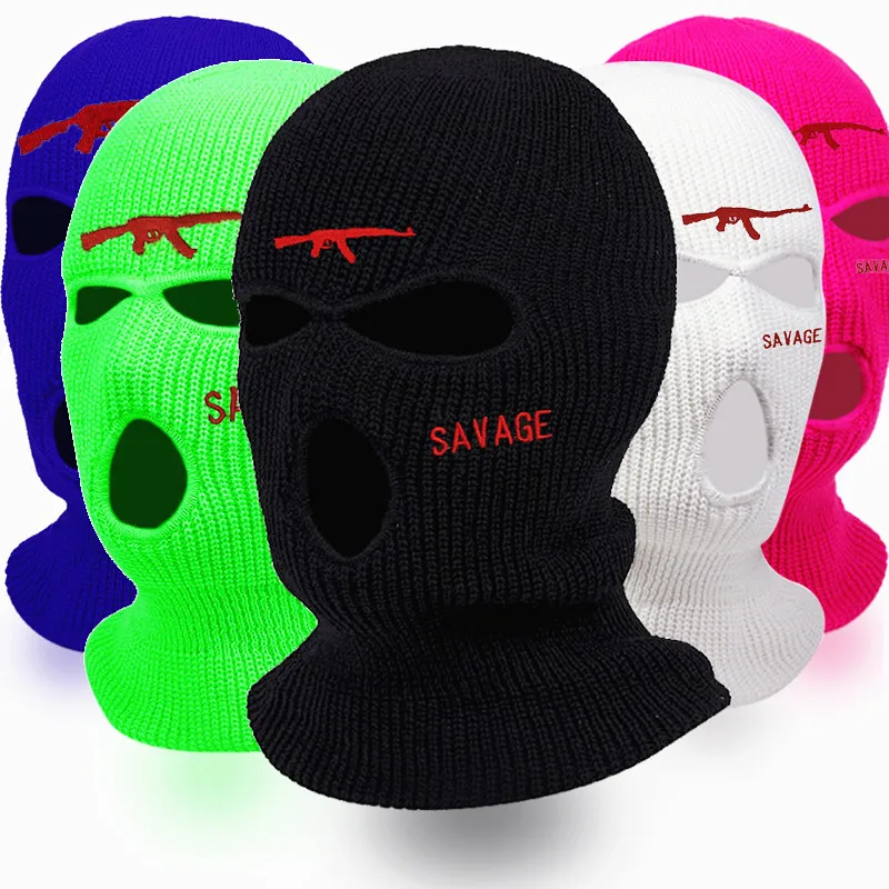 Fahison Neon Balaclava Three-hole Ski Mask AK47 Tactical Mask Full Face Mask Winter Hat Party Mask Limited Embroidery Gifts 2022 new era skully beanie