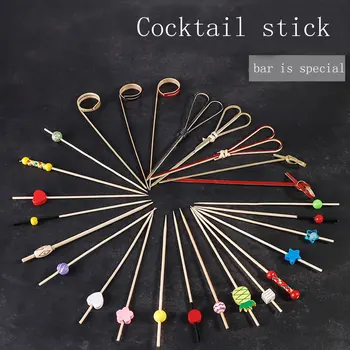 

100Pcs 12cm Disposable Bamboo Fork Twisted Party Buffet Fruit Desserts Pick Skewer Food Cocktail Sandwich Fork Stick