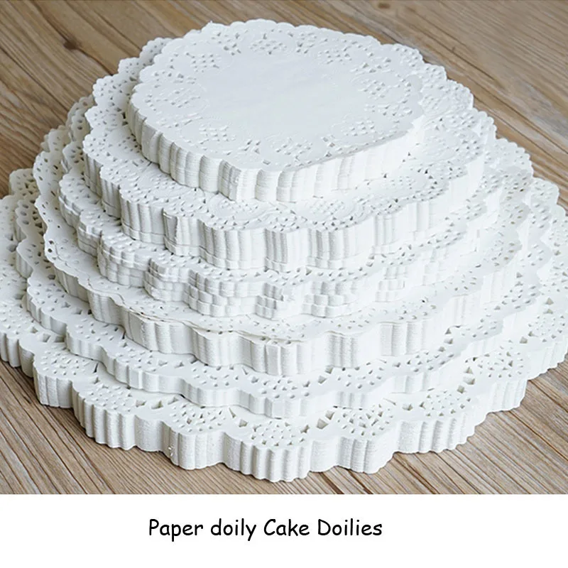 100pcs/lot 6.5" Round White Lace Paper Doilies for Cakes and Cupcake Platters 