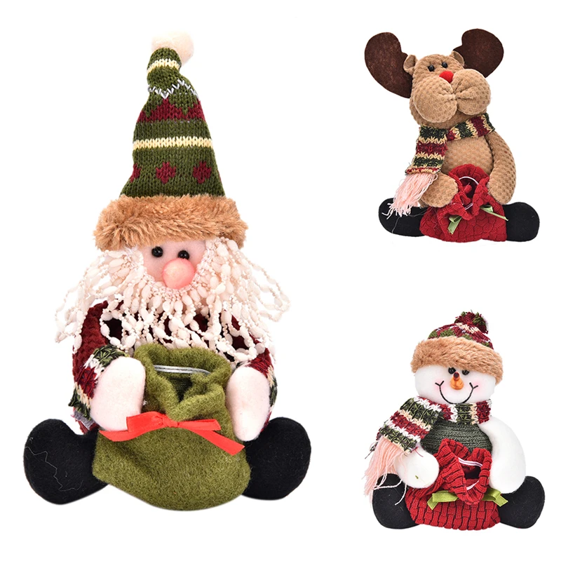 cheap Holders Candy Pouch Flannel Gift Bags Snowman Elk Christmas Party Creative Novelty Santa Claus Decorations Festival Lovely