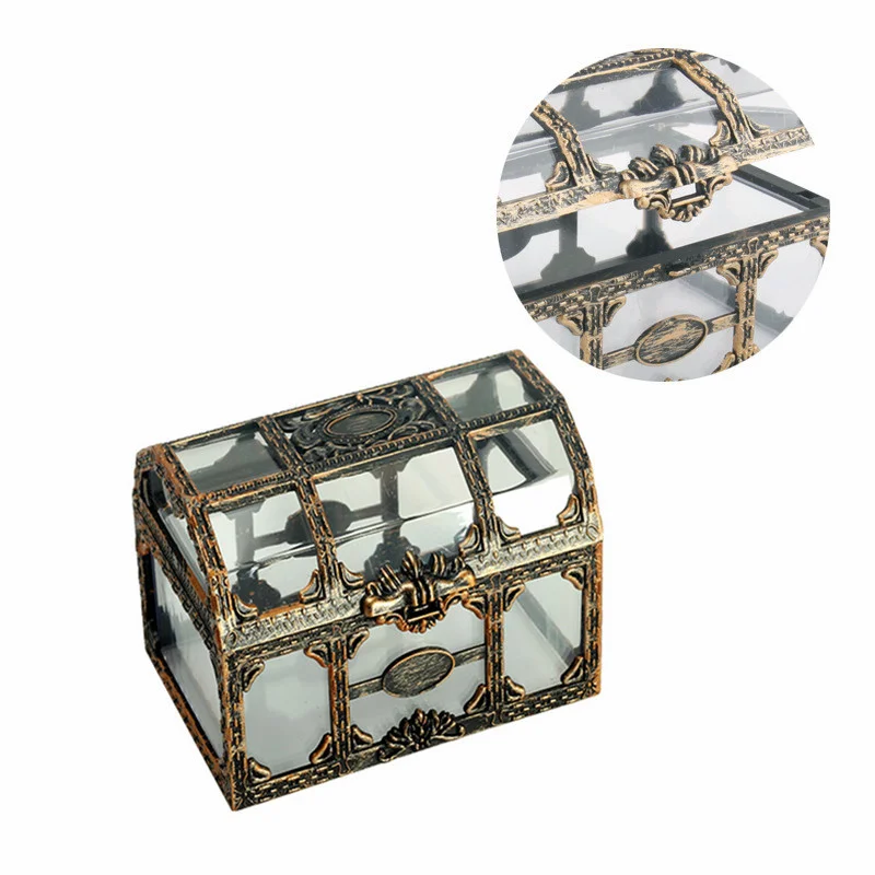 

1PCS Plastic Transparent Pirate Treasure Box Storage Organizer for Store Ring Crystal Gem Jewelry Pendant Trinket Home Supplies