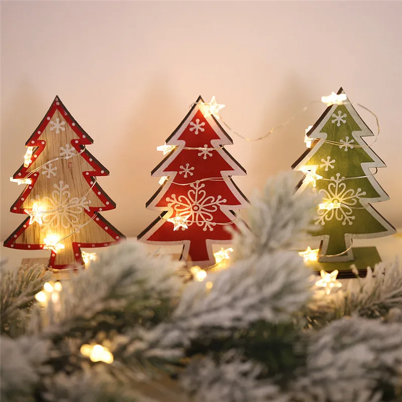 

Navidad Christmas Tree Small Ornament Painted Christmas Tree Decorations Christmas Wooden Card New Year's Decorations For Home