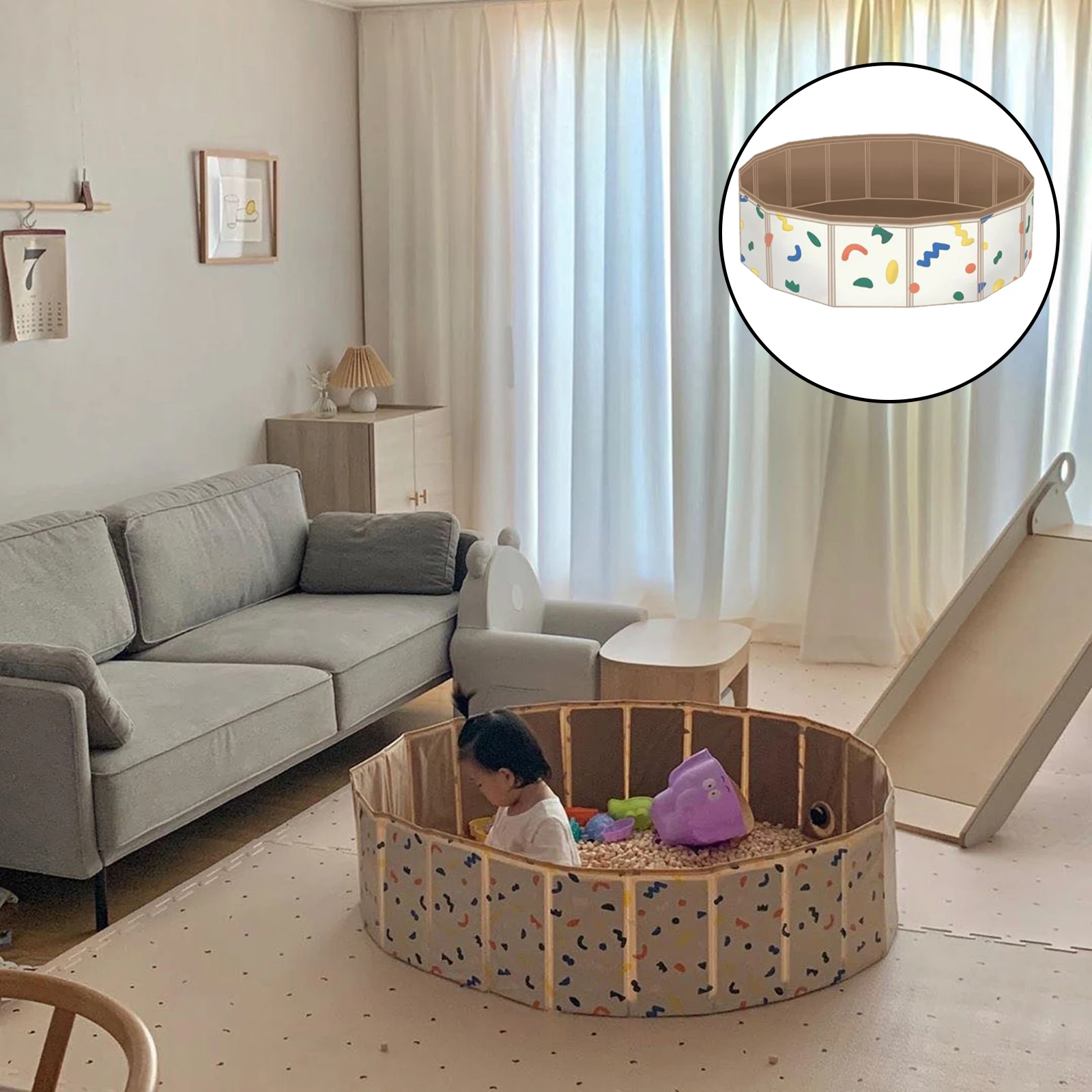 Portable Foldable Baby Swimming Pool Play Pool Fences Children Playpen Game Barrier Indoor Outdoor Collapsible with Drain Valve 4