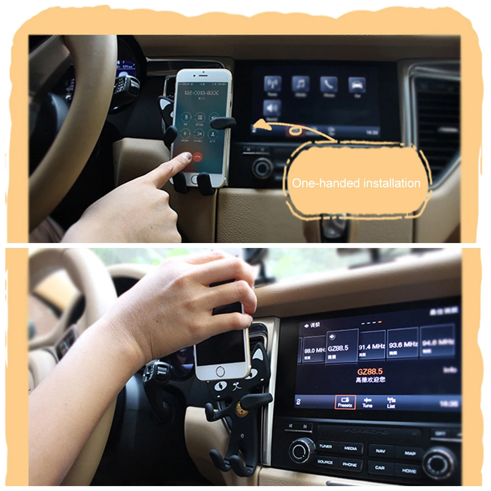 Универсальный автомобильный держатель для мобильного телефона с мультипликационным силиконовым многофункциональным вентиляционным отверстием, кронштейн для телефона, аксессуары для салона автомобиля