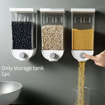 

1000ml 1500ml Plastic Large Capacity Space Saving Airtight Container Easy Install Wall Hanging Home Kitchen Grain Storage Tank